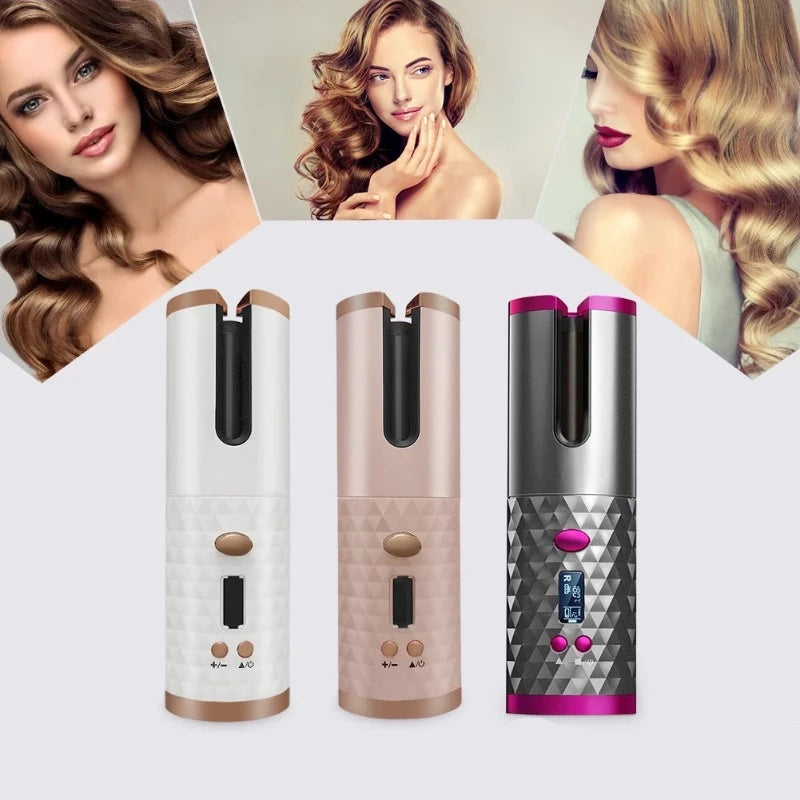 Cordless Auto Rotating Ceramic Hair Curler - Wealth & Riches 