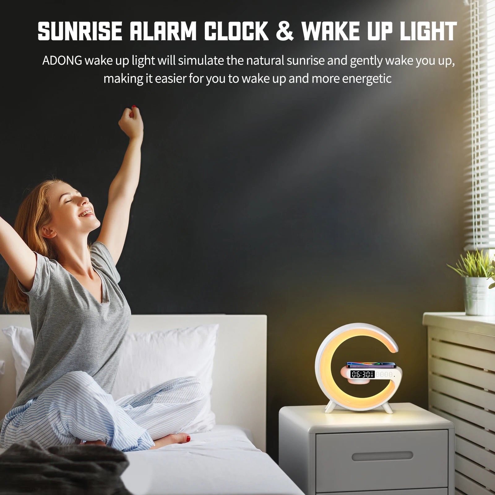 Smart Fast Charging Alarm Clock Atmosphere Light for Bedroom - Wealth & Riches 