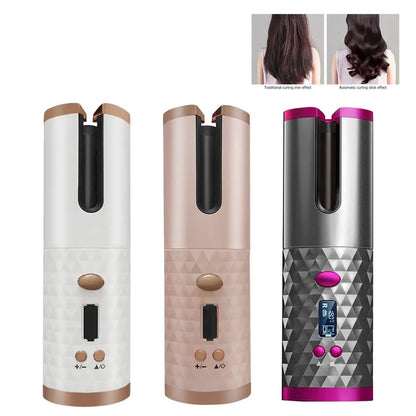 Cordless Auto Rotating Ceramic Hair Curler - Wealth & Riches 